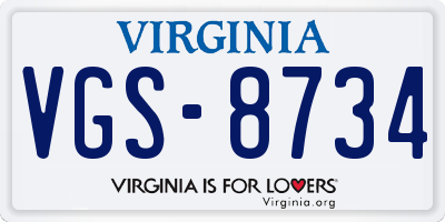 VA license plate VGS8734