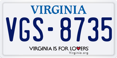 VA license plate VGS8735