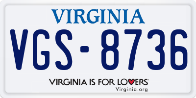 VA license plate VGS8736