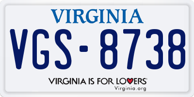 VA license plate VGS8738