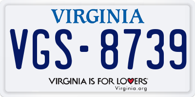 VA license plate VGS8739