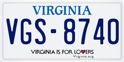 VA license plate VGS8740