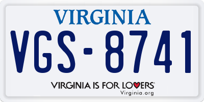 VA license plate VGS8741