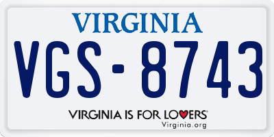 VA license plate VGS8743