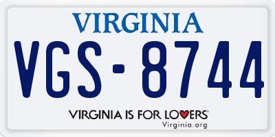 VA license plate VGS8744
