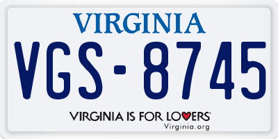 VA license plate VGS8745