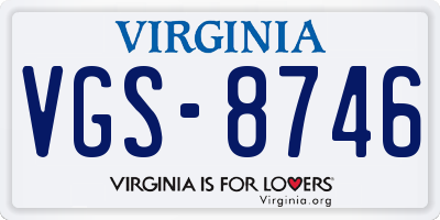 VA license plate VGS8746