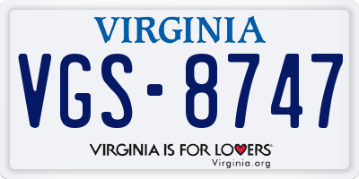 VA license plate VGS8747