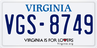 VA license plate VGS8749