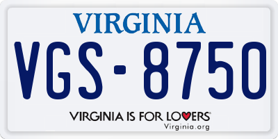 VA license plate VGS8750