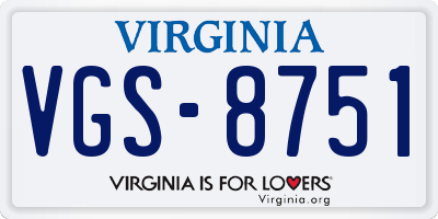 VA license plate VGS8751