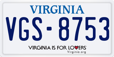 VA license plate VGS8753