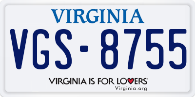 VA license plate VGS8755