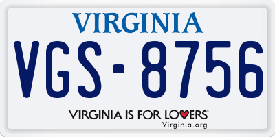 VA license plate VGS8756