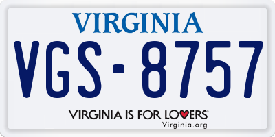 VA license plate VGS8757