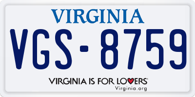 VA license plate VGS8759