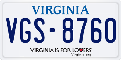 VA license plate VGS8760