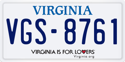 VA license plate VGS8761