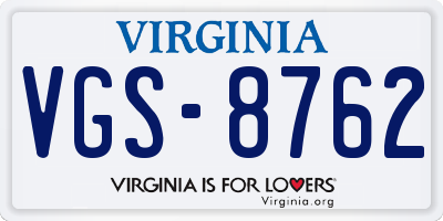 VA license plate VGS8762