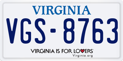 VA license plate VGS8763