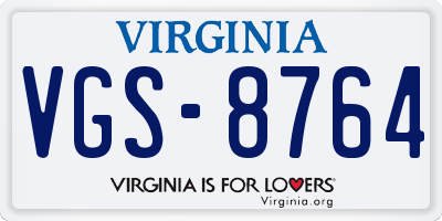 VA license plate VGS8764