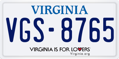 VA license plate VGS8765
