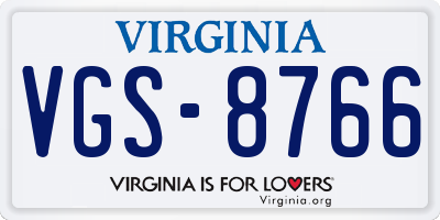 VA license plate VGS8766