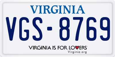 VA license plate VGS8769