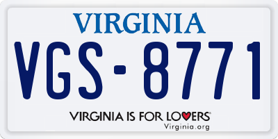 VA license plate VGS8771