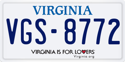 VA license plate VGS8772