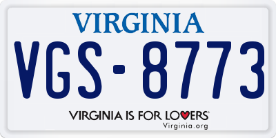 VA license plate VGS8773