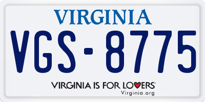VA license plate VGS8775