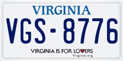 VA license plate VGS8776