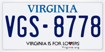 VA license plate VGS8778