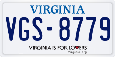 VA license plate VGS8779