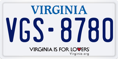 VA license plate VGS8780