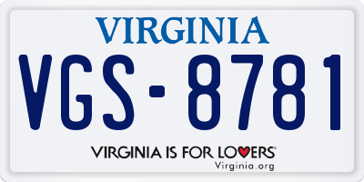 VA license plate VGS8781