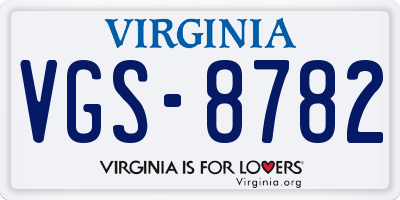 VA license plate VGS8782