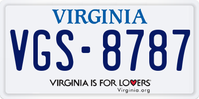 VA license plate VGS8787
