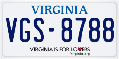 VA license plate VGS8788