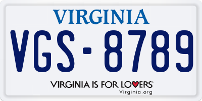 VA license plate VGS8789
