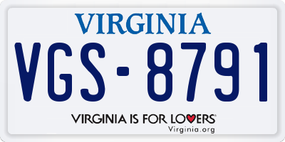 VA license plate VGS8791