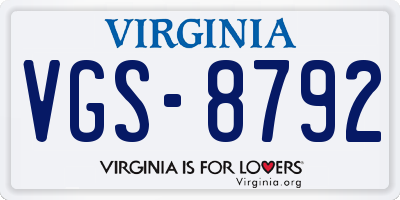 VA license plate VGS8792