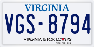 VA license plate VGS8794