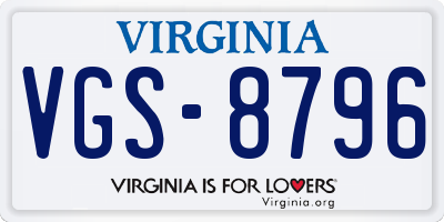VA license plate VGS8796