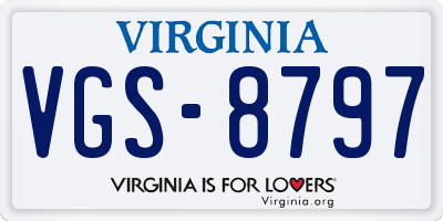 VA license plate VGS8797