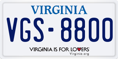 VA license plate VGS8800