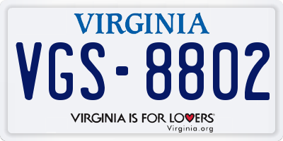 VA license plate VGS8802