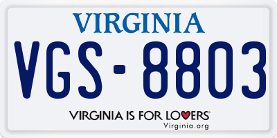 VA license plate VGS8803