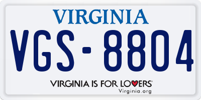VA license plate VGS8804